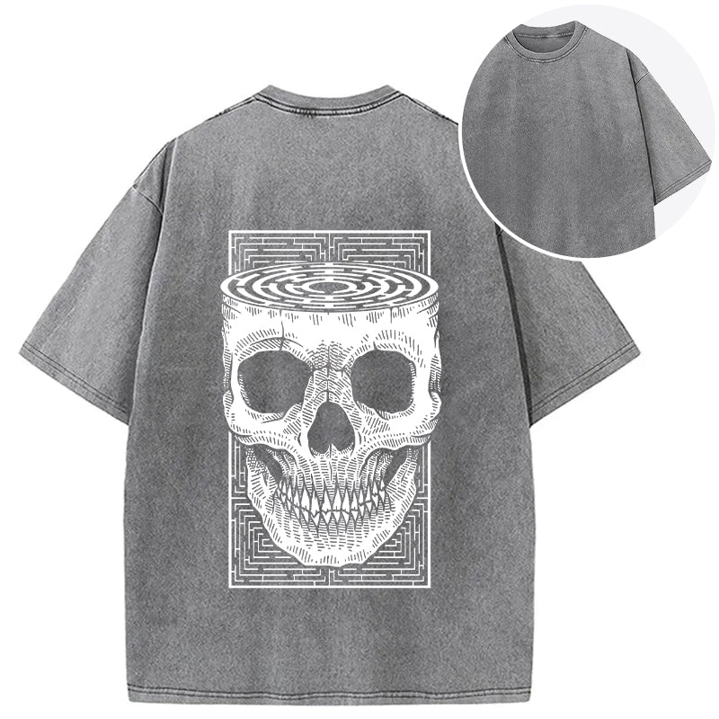 Horror Skull Back Washed T-Shirt