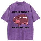 Unisex Short Legs Short Life Washed T-Shirt
