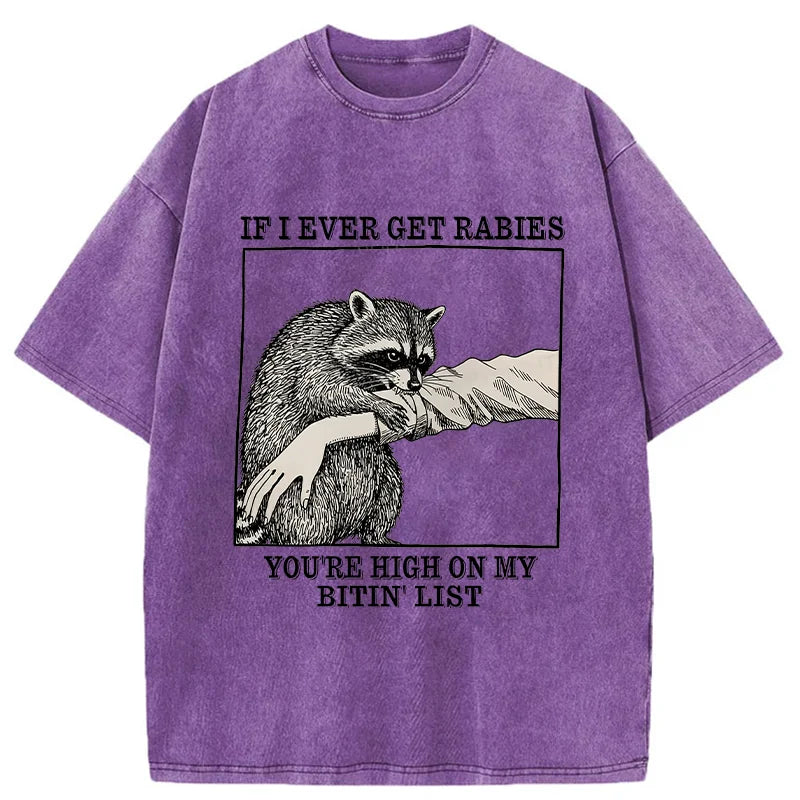 Unisex Raccoon Bites Washed T-Shirt