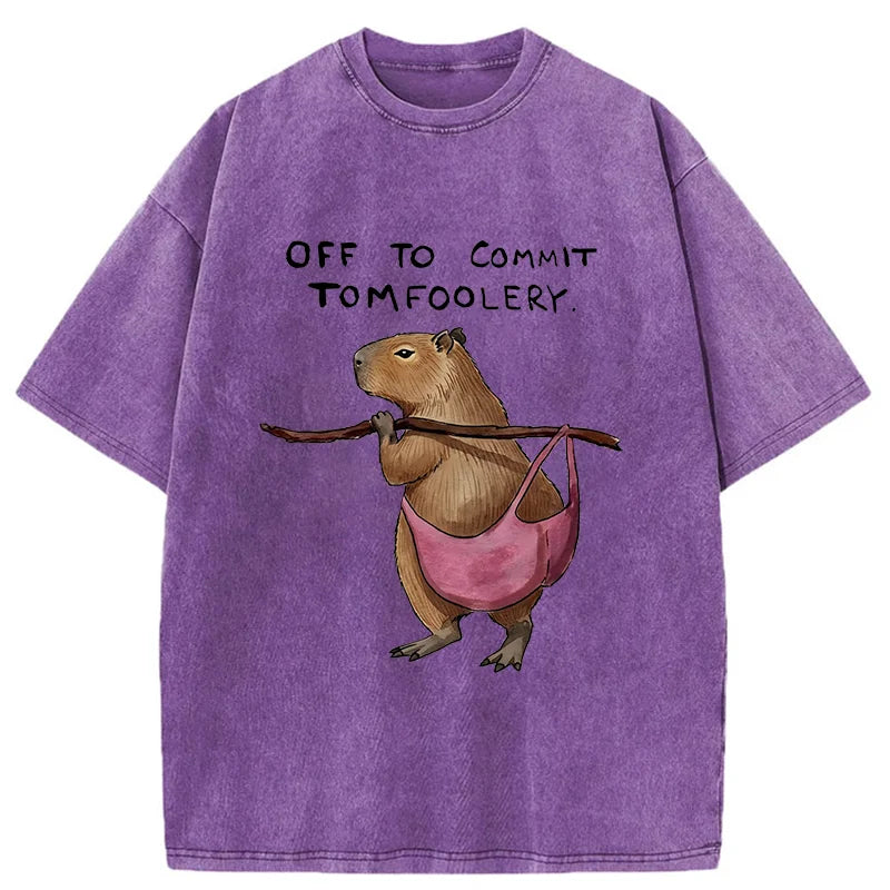 Unisex Capybaras That Do Bad Things Washed T-Shirt