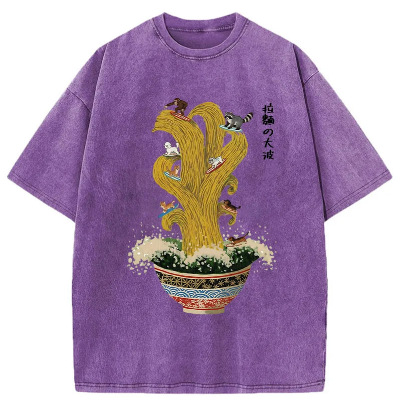 Unisex Ramen Surfing Washed T-Shirt