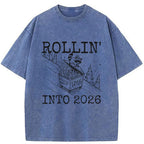 Unisex Rollin' Into 2026 Washed T-Shirt