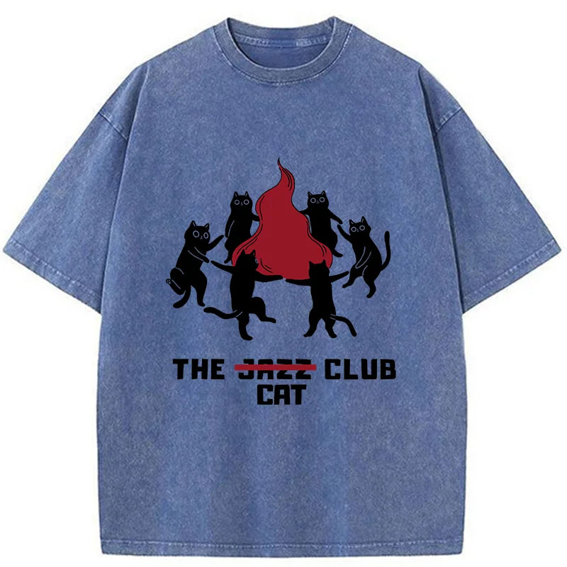 Unisex Cat Party Washed T-Shirt