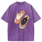 Unisex Slipper Kitties Washed T-Shirt