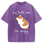 Unisex Cat Refused To Communicate Washed T-Shirt