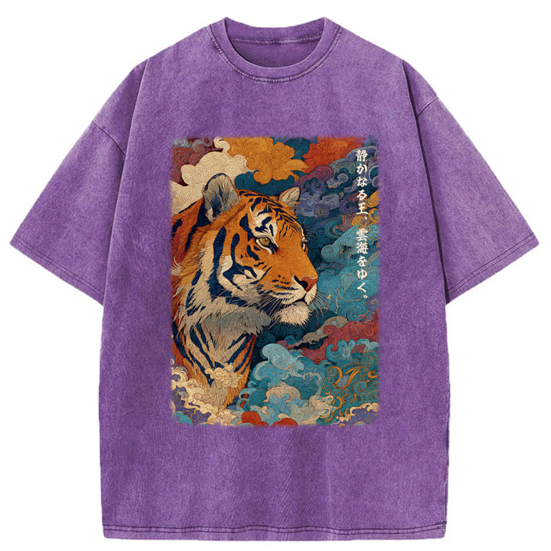 Unisex Tiger Of The Cloud Sea Washed T-Shirt