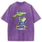 Unisex Frog Seeking Shelter From The Rain Washed T-Shirt