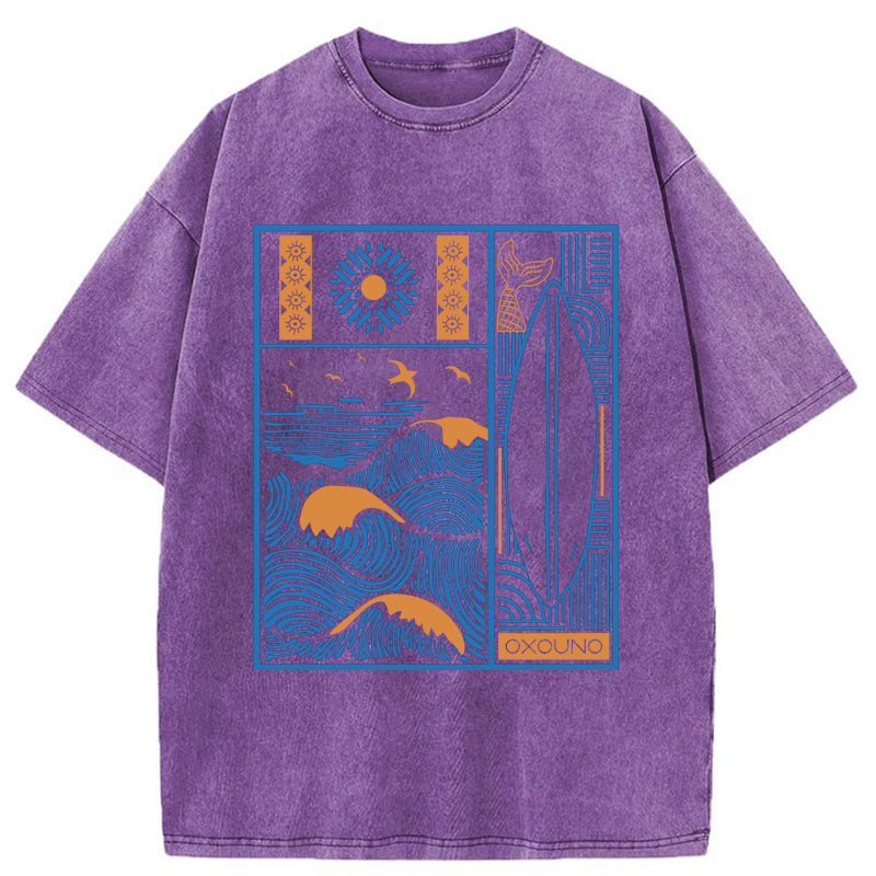 Unisex Minimalist Art Washed T-Shirt