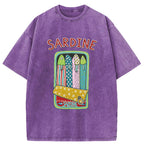 Unisex Colorful Sardines Washed T-Shirt
