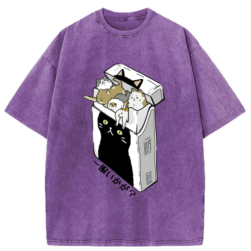 Unisex Have A Catgarette？ Washed T-Shirt