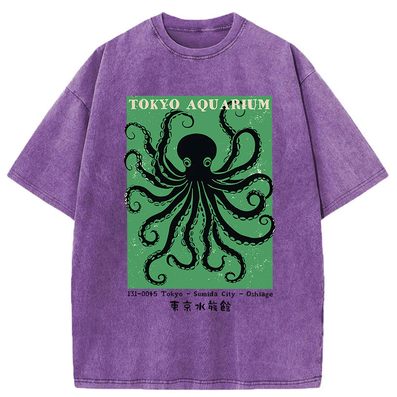 Unisex Tokyo Japanese Aquarium Washed T-Shirt