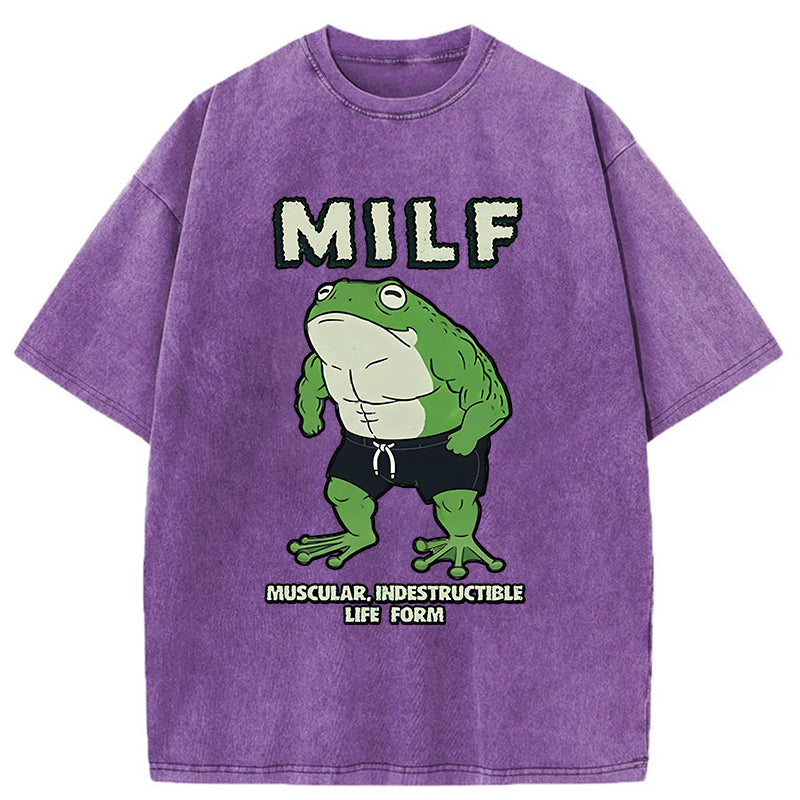 Unisex MILF Frog Washed T-Shirt