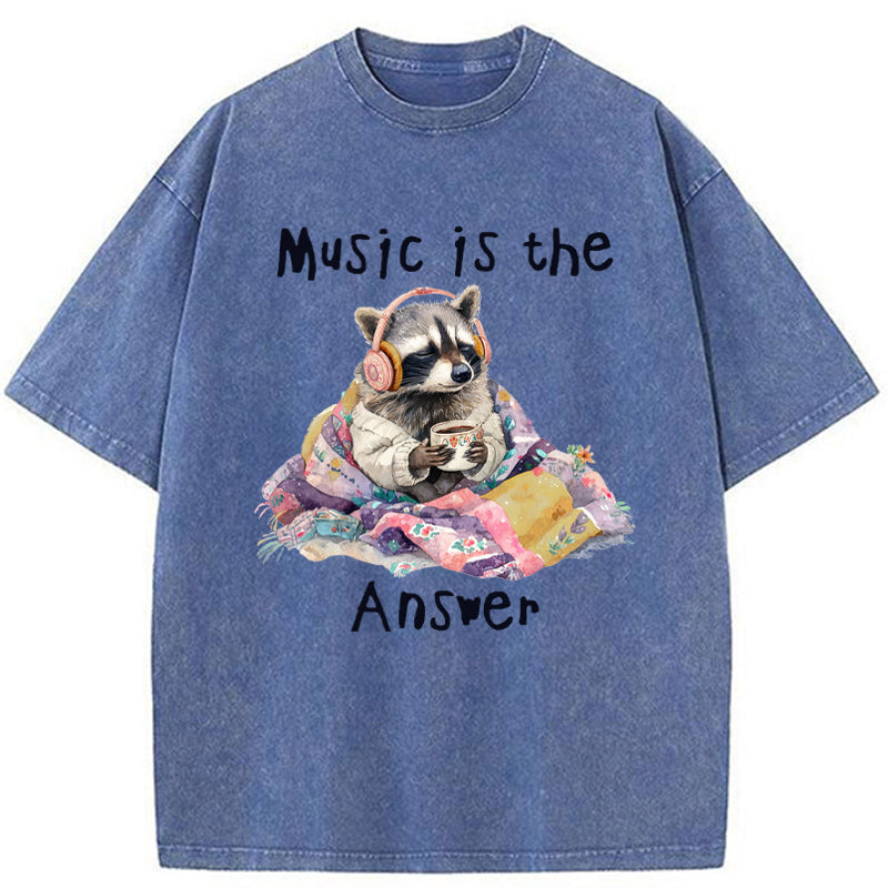 Unisex Music Is The Answer Washed T-Shirt