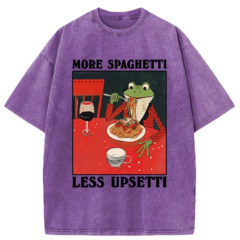 Unisex Frog Eating Spaghetti Washed T-Shirt