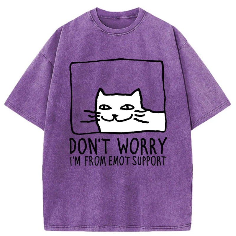 Unisex Emotional Support Cat Washed T-Shirt