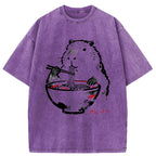 Unisex Capybaras Eat Delicious Ramen Washed T-Shirt