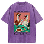 Unisex Eat More Pizza Washed T-Shirt
