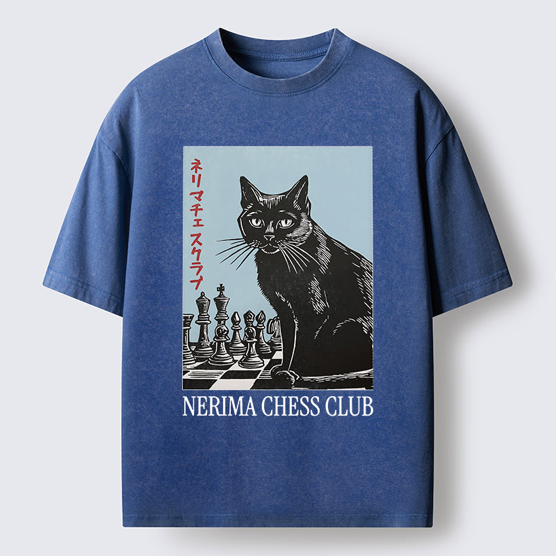 Unisex Chess And Cat Washed T-Shirt