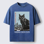 Unisex Chess And Cat Washed T-Shirt