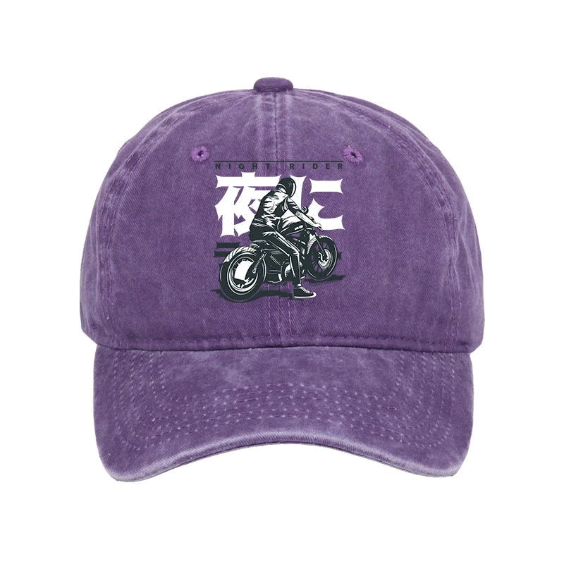 Motorcyclist Japanese Night Rider Washed Cap