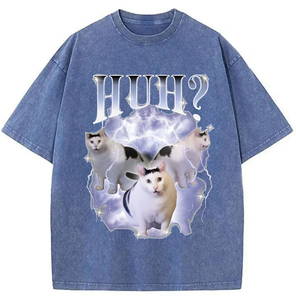 Huh Cat Chonky Ben Meme Washed T-Shirt