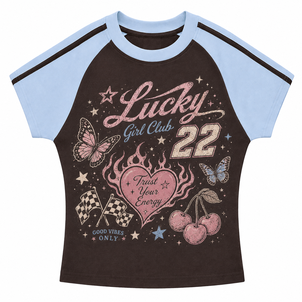 Lucky Girl Club Stripe Raglan Baby Tee