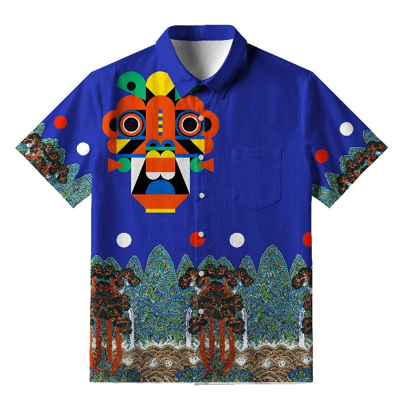 Abstract Art Mask Button-up Shirt
