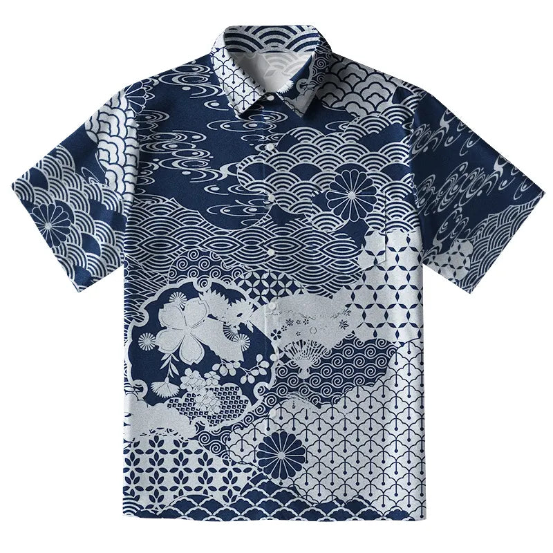 Elegant Floral Waves Button-up Shirt