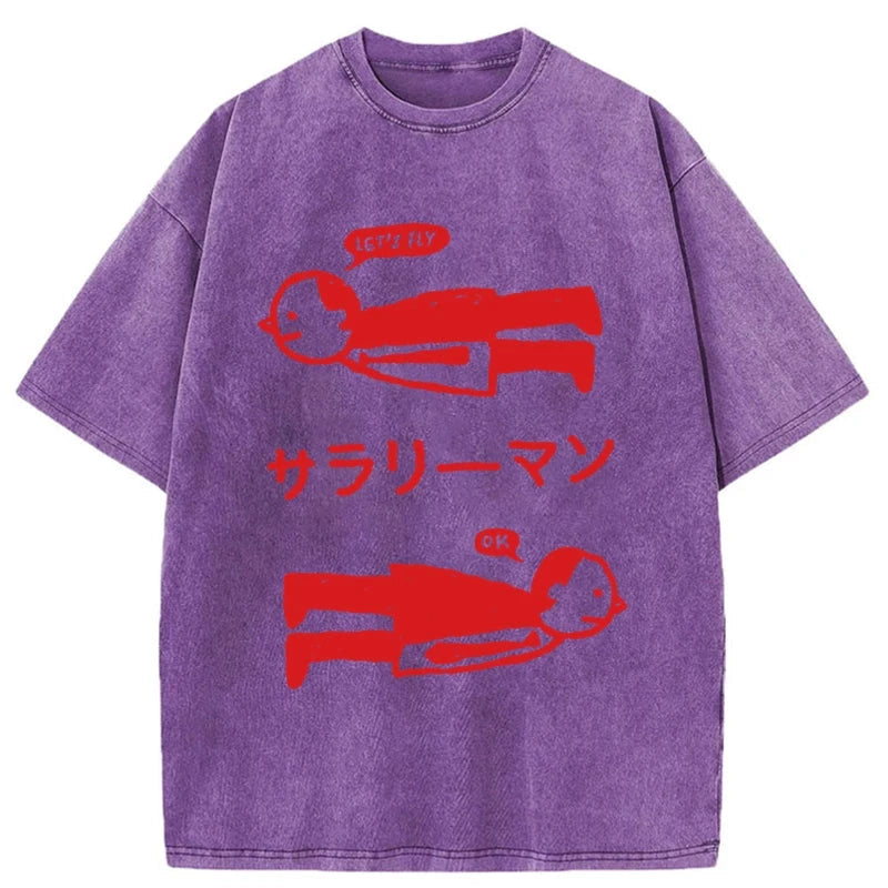 Let's Fly Office Worker Washed T-Shirt