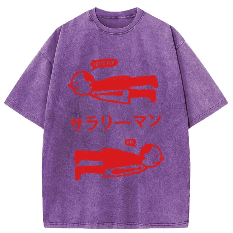Let's Fly Office Worker Washed T-Shirt
