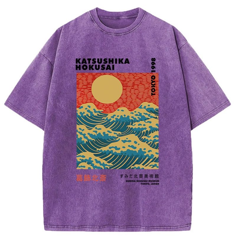 Katsushika Hokusai Washed T-Shirt