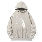 Japanese Fish Hold Up White Washed Hoodie