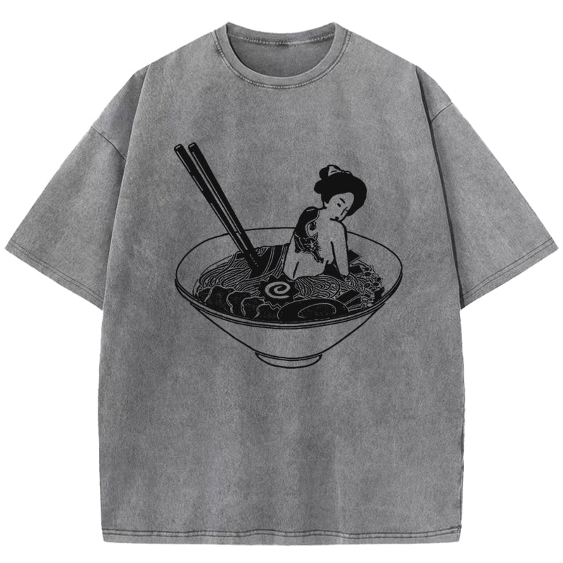 Geisha Tattoo Ramen Washed T-Shirt