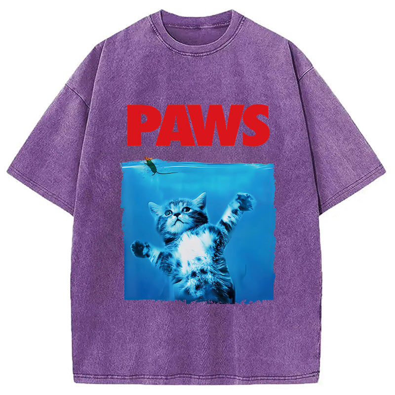 Paws Cat Meme Washed T-Shirt