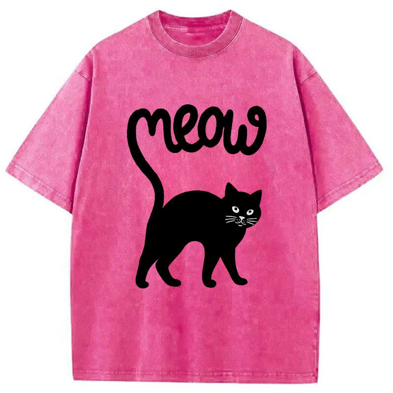 Funny Cat Tail Washed T-Shirt