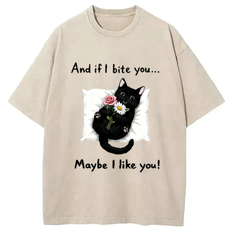 Cat's Expression Of Love Washed T-Shirt
