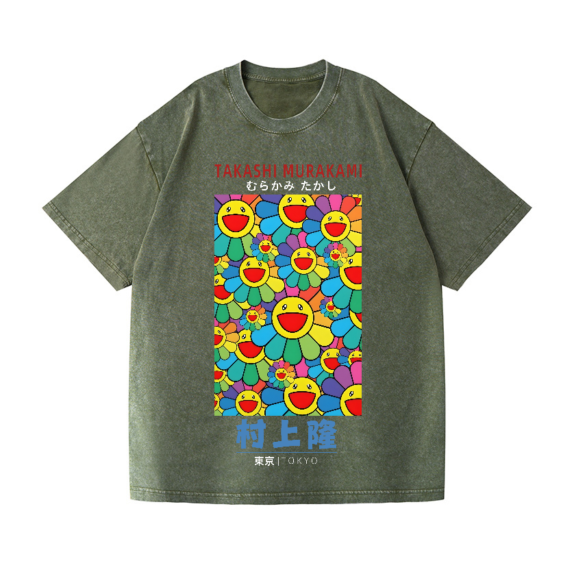 Japan Sunflowe Vintage Wash Japanese Design T-Shirt
