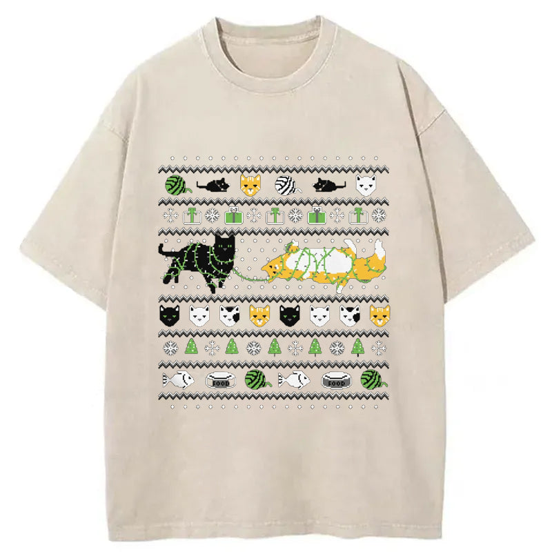 Ugly Cat Sweater Washed T-Shirt