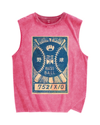 Retro Baseball Stamp Vintage Distressed Washed Tank Top