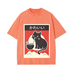 Ramen Cat Vintage Wash Japanese Design T-Shirt