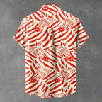 Zebra Red Stripes Print Casual 100% Cotton Shirt