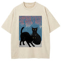Black Cat Under The Sakura Washed T-Shirt