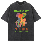 Colorful Mushrooms Japanese Art Washed T-Shirt