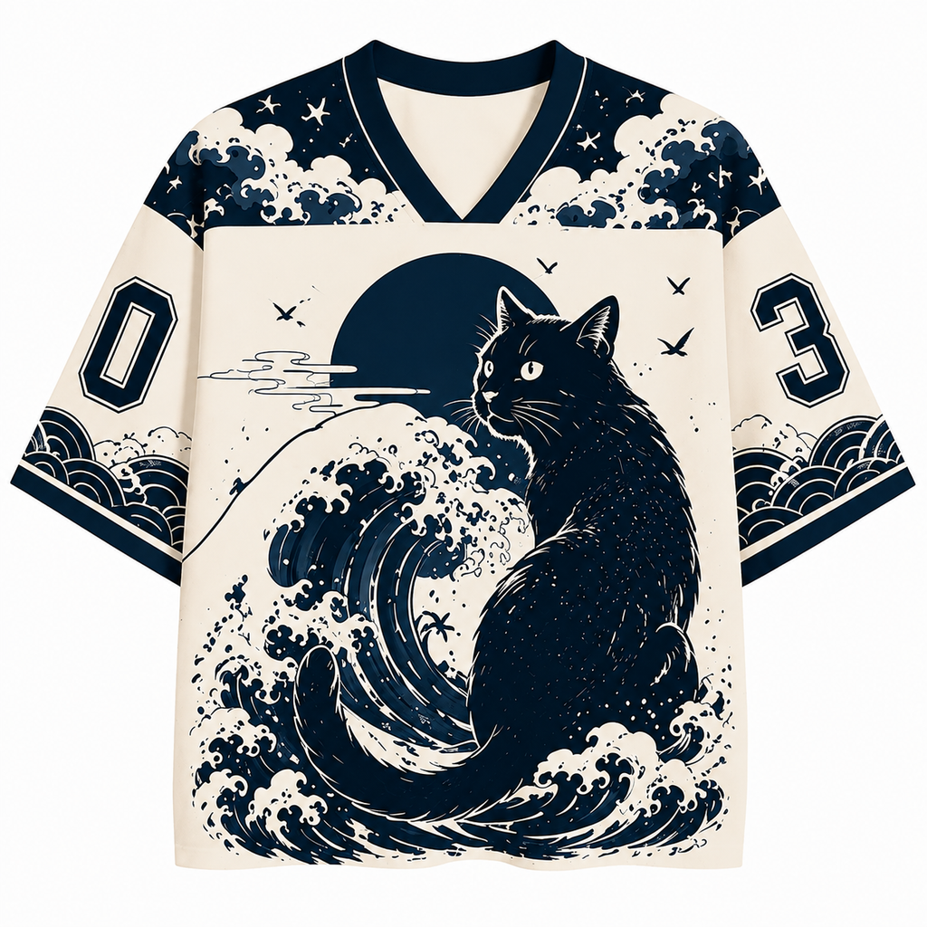 Ocean Black Cat Jersey Shirts