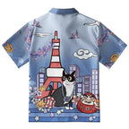 Tokyo Tower Landscape With Cat Button-up Shirt