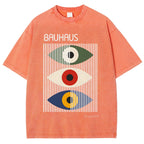 Unisex Bauhaus Art Eye Printed Washed T-shirt