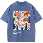 Japanese Art Dancing Mushroom Washed T-Shirt