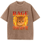 Rage Consumes Me Edgy Funny Cat Meme Washed T-Shirt