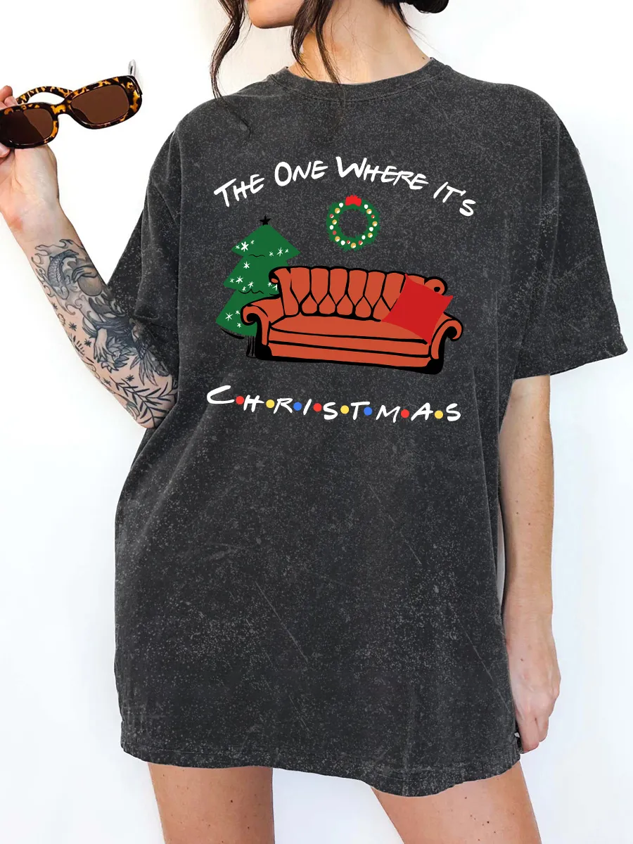 Vintage The One Where It's Christmas Washed T-Shirt