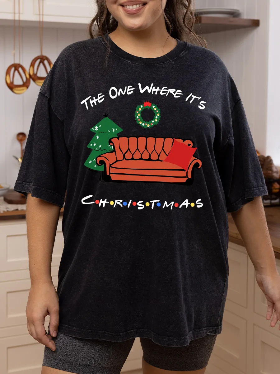 Vintage The One Where It's Christmas Washed T-Shirt